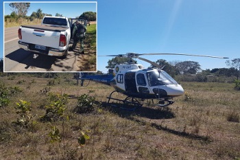 Com ajuda de helicÃ³ptero, PM recupera Hilux roubada