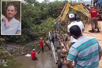 Sargento da PM morre afogado apÃ³s caminhonete cair de ponte