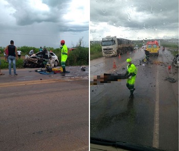 Um morre e dois ficam feridos em acidente entre trÃªs veÃ­culos na BR-364